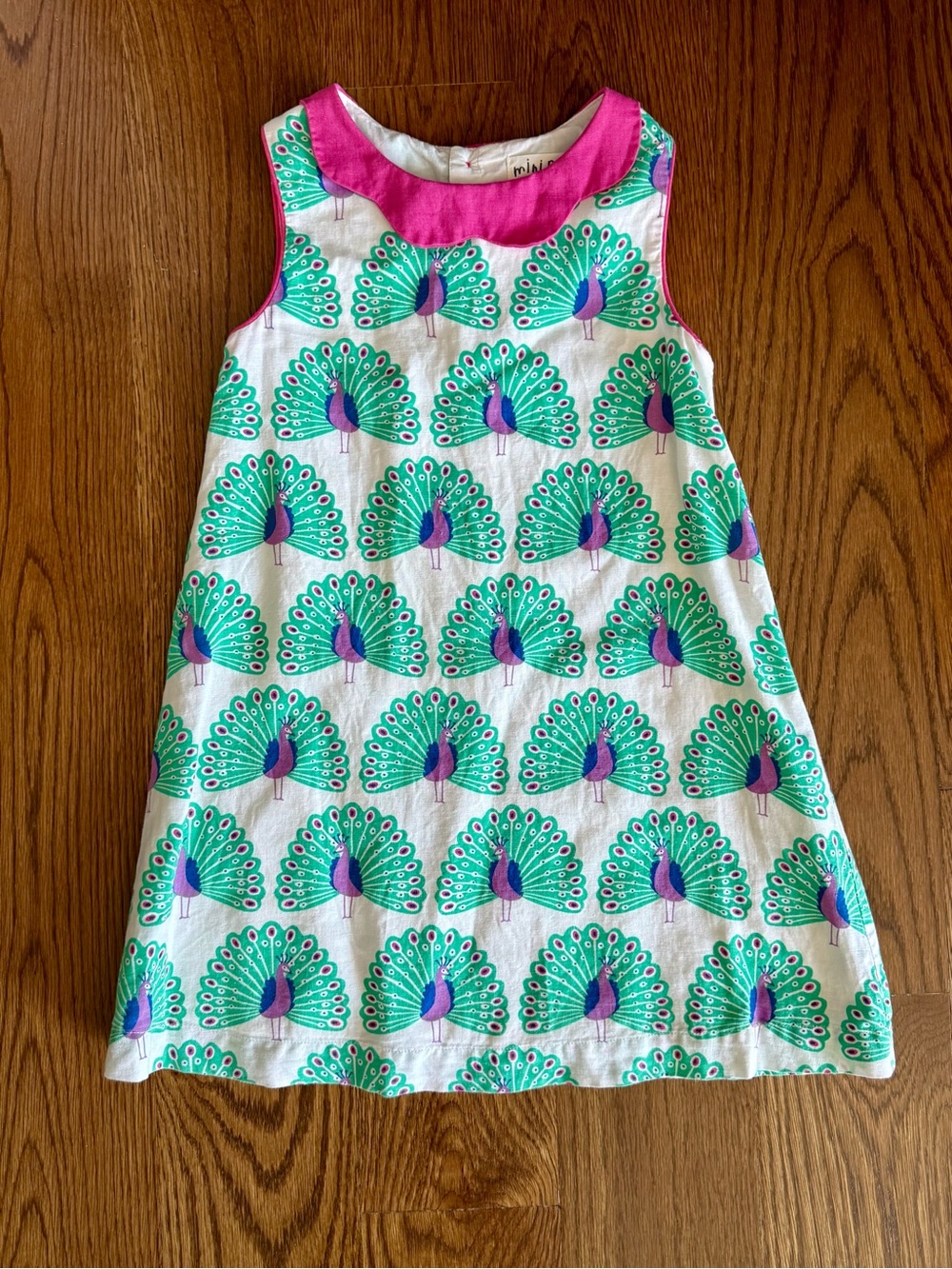 Boden Sleeveless Peacock Print Dress